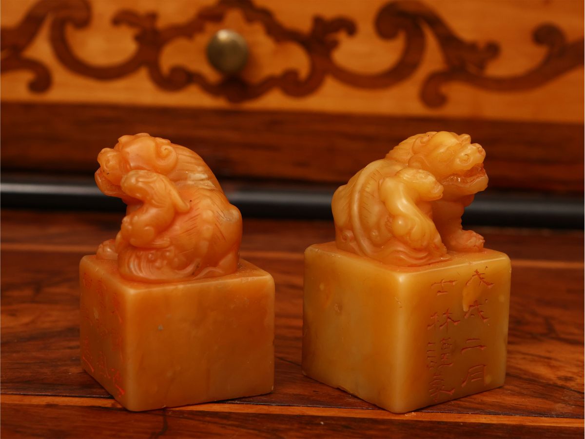 Coppia di Sigilli in Pietra Tianhuang