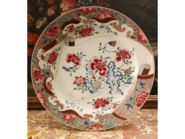 Large porcelain plate with Pink Family decoration