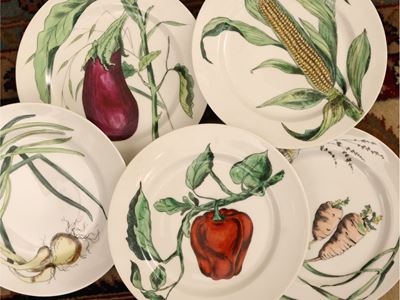Serie di Undici Piatti in Porcellana, Porcelaine Paris