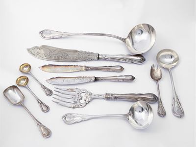Importante Servizio di Posate in Argento Vittoriano
