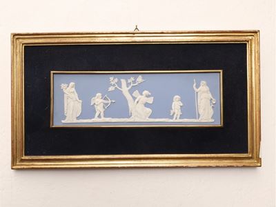 Serie di Cinque Placche in Biscuit Azzurro, Wedgwood