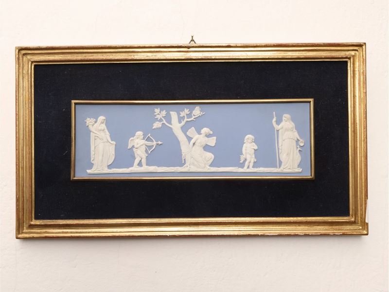 Serie di Cinque Placche in Biscuit Azzurro, Wedgwood