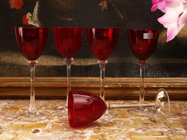 Serie di diciannove bicchieri in cristallo rosso, Scherzer