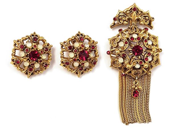 Florenza, Demi set of brooch and clip earrings