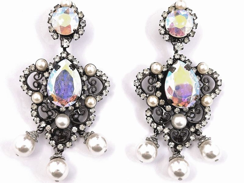 Lawrence Vrba, Grandi Orecchini Chandelier a Clip