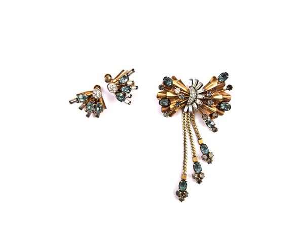 Demi parure brooch/pendant and clip earrings