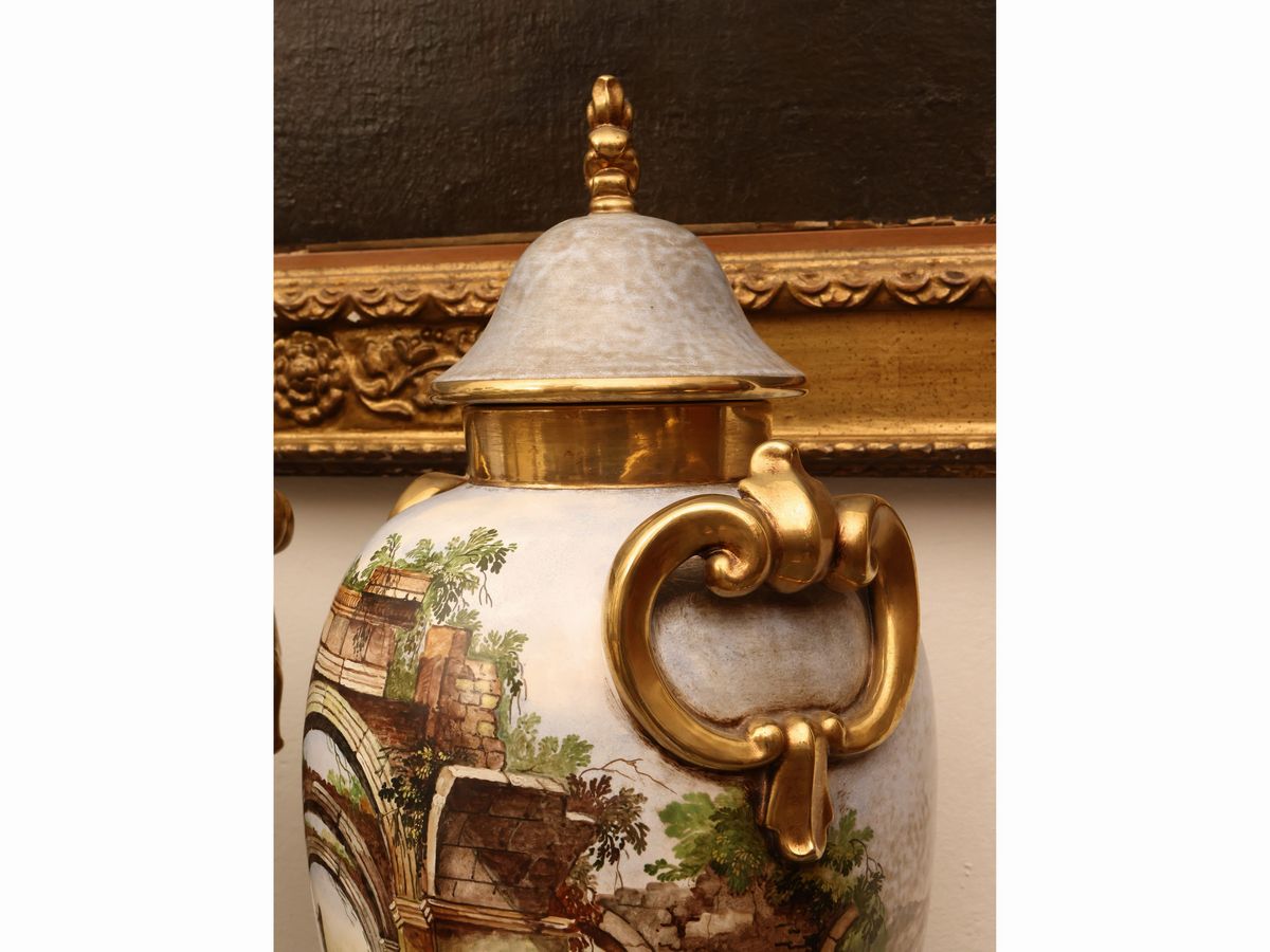 Coppia di Grandi Vasi a Potiche in Ceramica, Batignani