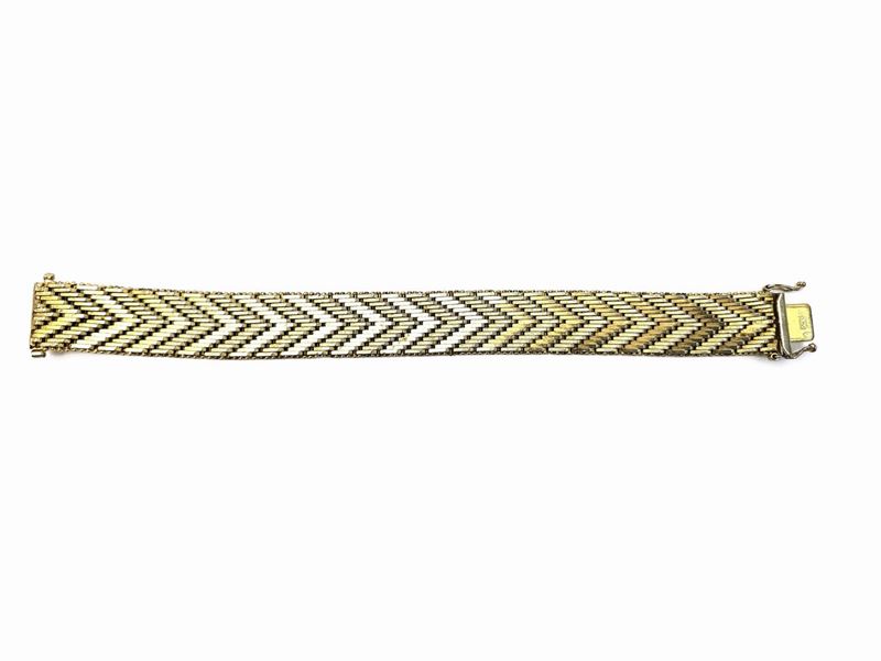Bracciale in Argento Dorato a Maglia Spina di Pesce
