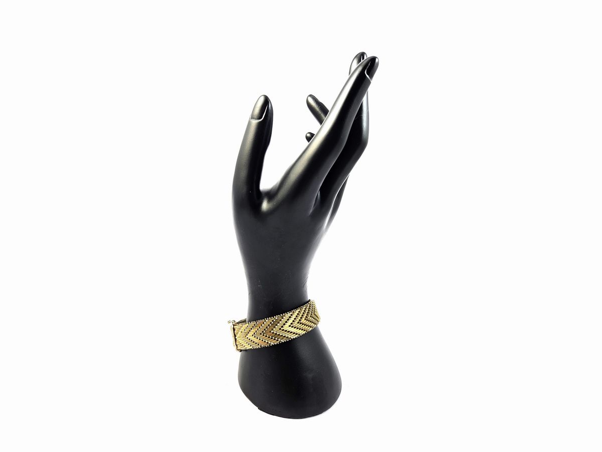 Bracciale in Argento Dorato a Maglia Spina di Pesce