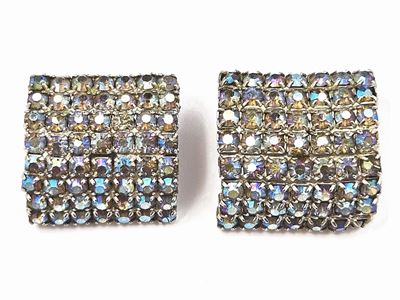 Orecchini a Clip con Pavé di Strass Aurora Boreale