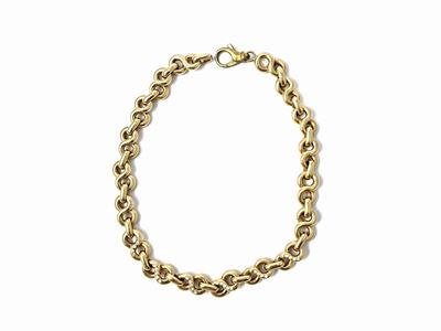 Collana a Catena in Metallo Giallo e Strass Incolore