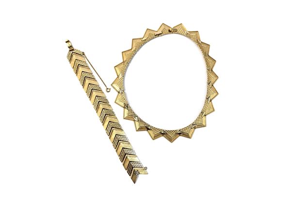 Trifari, Demi parure semi-rigid necklace and bracelet