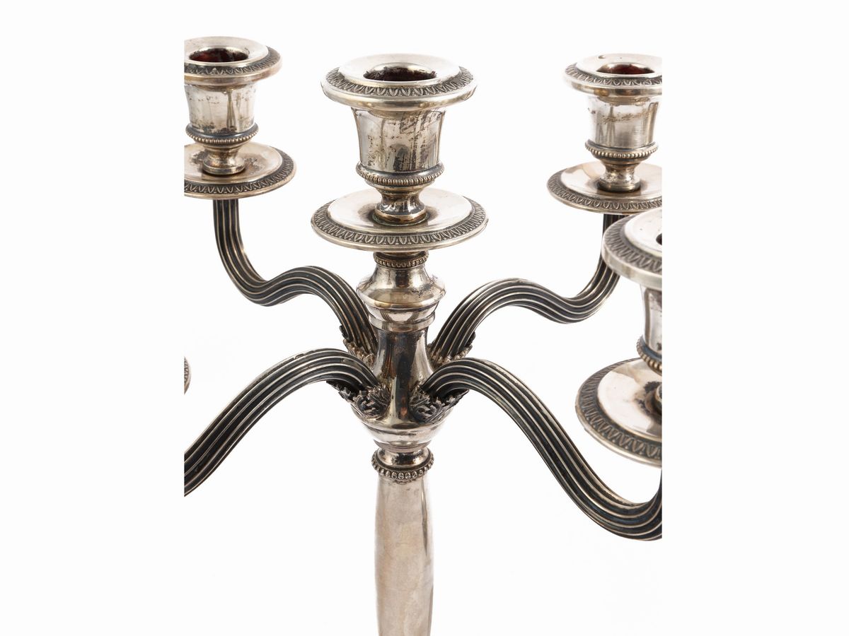 Coppia di Candelabri in Argento, Cesa Alessandria, Anni Trenta