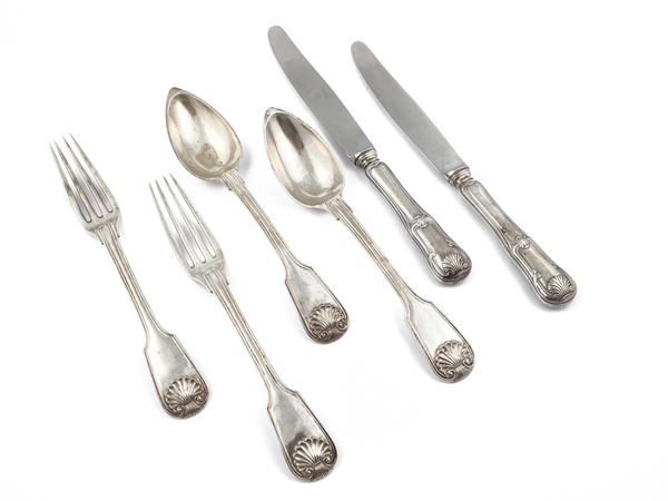 Set of silver cutlery, Naples, 19th century