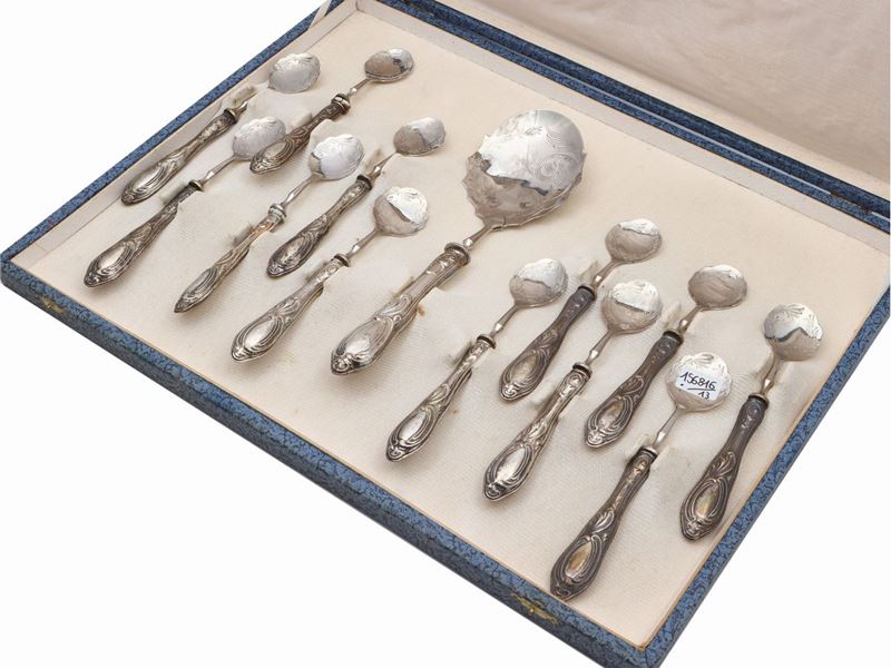 Servizio di Posate da Gelato con Manico Rivestito in Argento