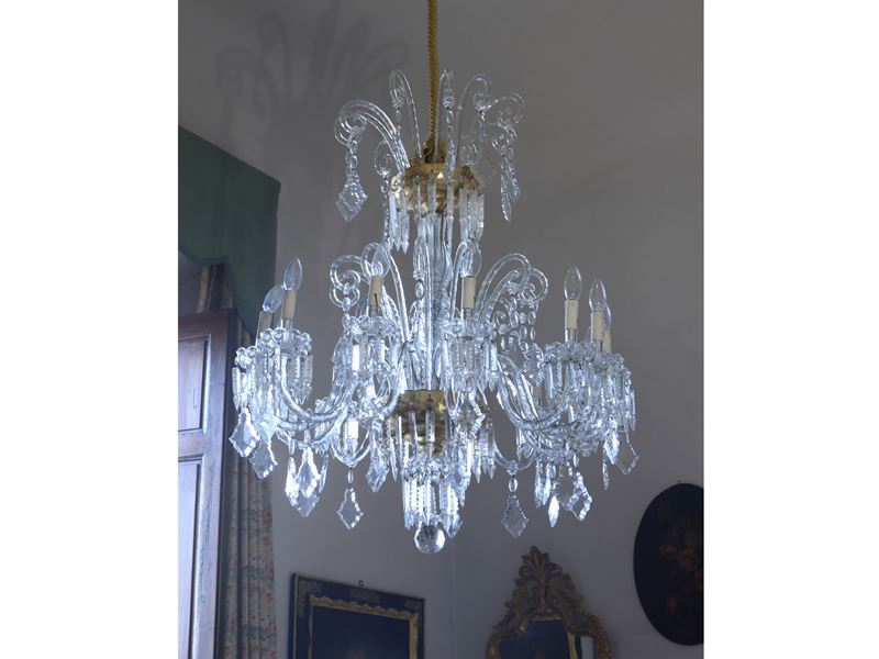 Grande Lampadario in Cristallo, Facente Parte di una Coppia