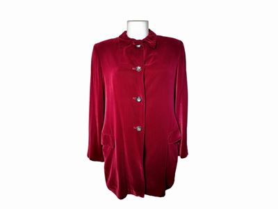 Jil Sander, Giacca Camicia in Velluto Rosso Rubino