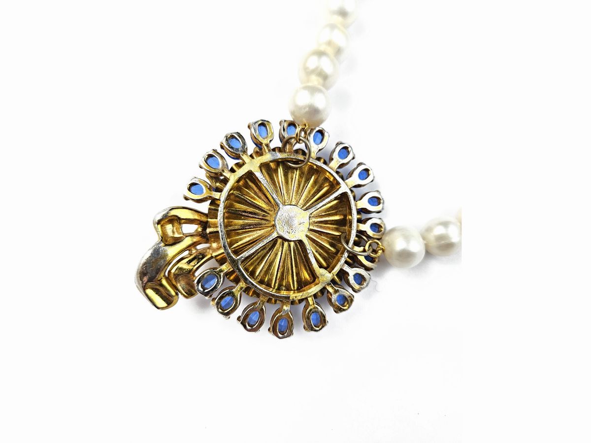 Collana di Perle Coltivate D'acqua Dolce con Grande Pendente