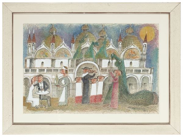 Adorno Bonciani - Scene of a wedding in San Marco in Venice