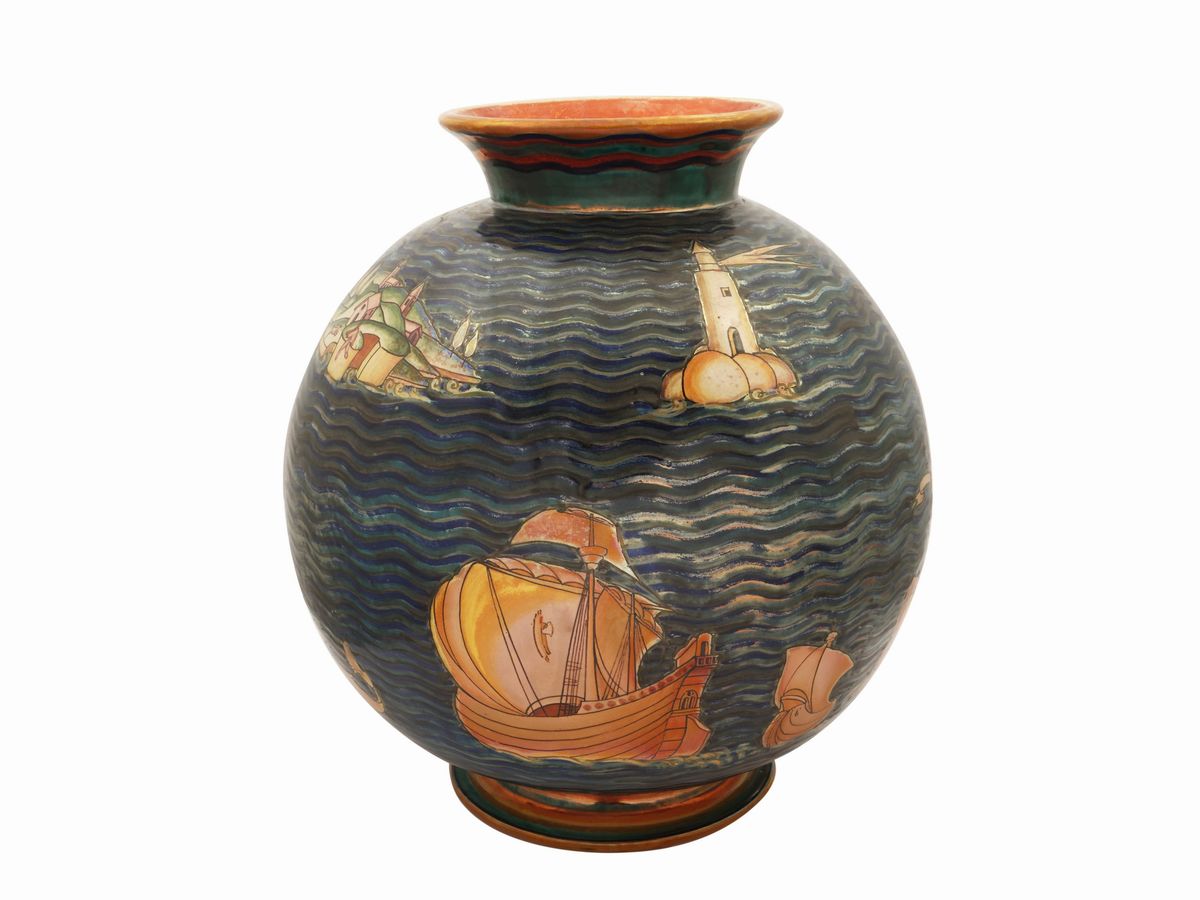 Vaso Globulare in Terracotta Invetriata a Lustro, Tito Chini