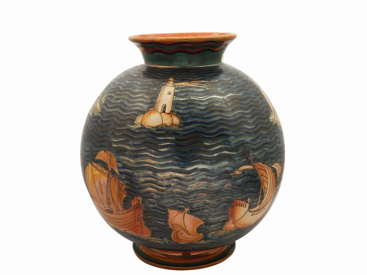 Vaso Globulare in Terracotta Invetriata a Lustro, Tito Chini