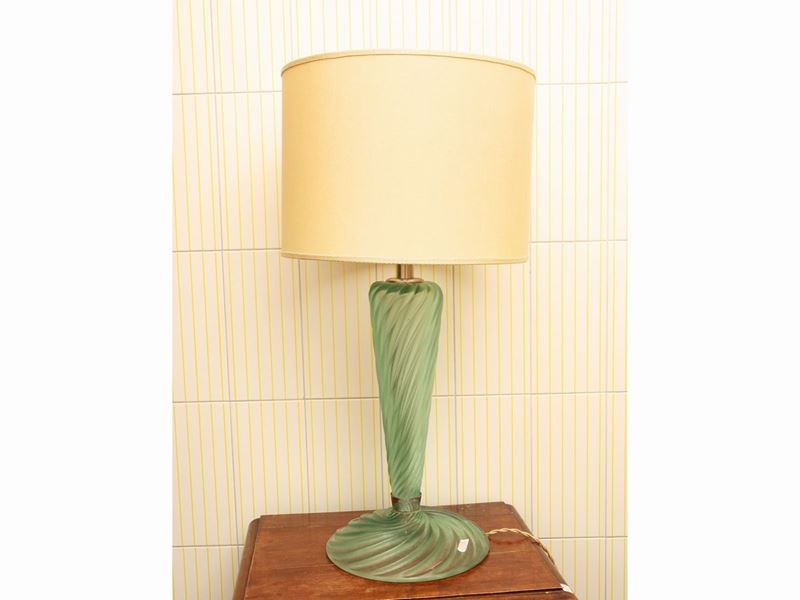 Lampada da Tavolo in Vetro Acidato Verde Acqua, Seguso