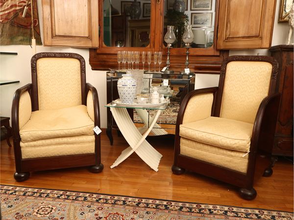Pair of solid rosewood armchairs