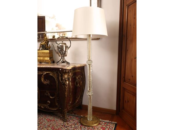 Floor lamp in transparent rostrated glass, Barovier