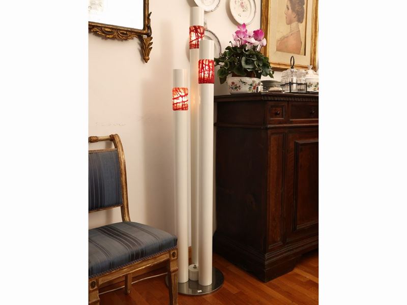 Lampada da Terra in Metallo Satinato Bianco, Esperia