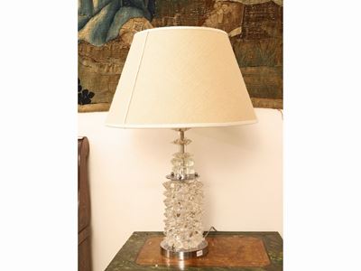 Lampada da Tavolo in Vetro Trasparente Rostrato, Barovier