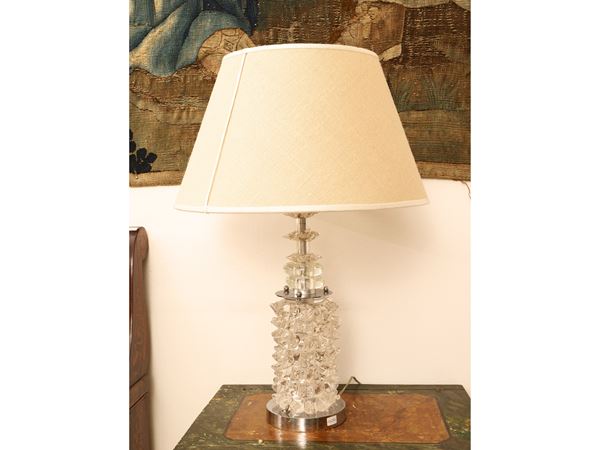 Table lamp in rostrated transparent glass, Barovier