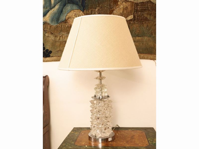 Lampada da Tavolo in Vetro Trasparente Rostrato, Barovier
