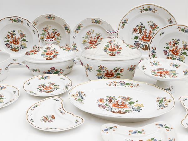 Polychrome porcelain dinner service, probably Ginori, 19th century