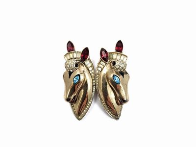 Coro Craft, Spilla Duette 'thorobreds' in Argento Sterling, Adolph Kats