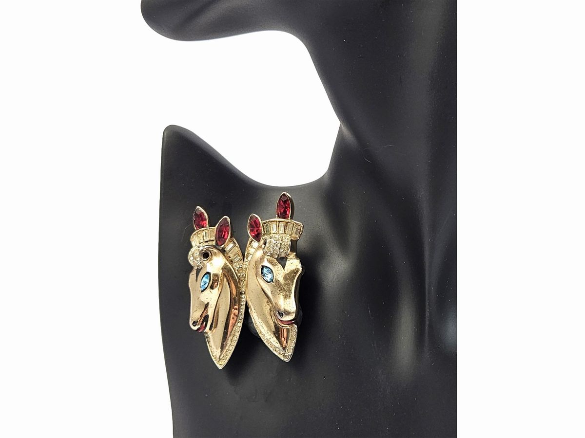 Coro Craft, Spilla Duette 'thorobreds' in Argento Sterling, Adolph Kats