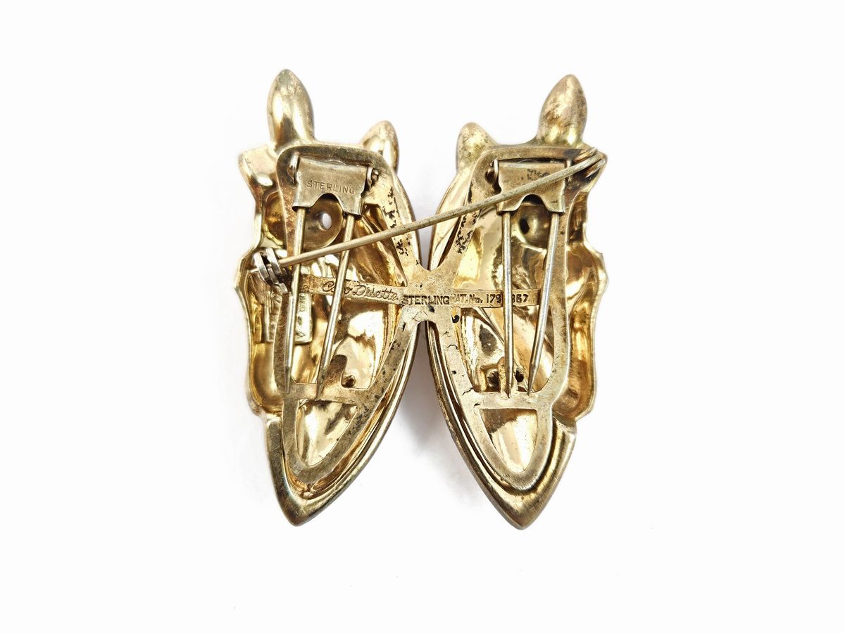Coro Craft, Spilla Duette 'thorobreds' in Argento Sterling, Adolph Kats