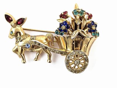 Coro, Spilla "donkey With Flower Cart"