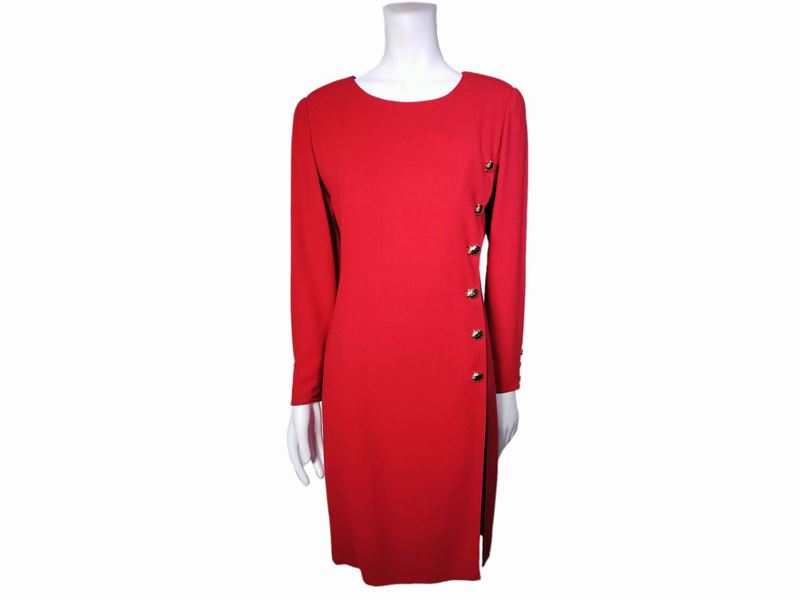 Valentino Miss V, Abito in Crêpe di Lana Rosso