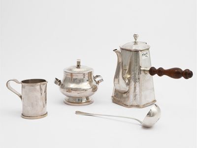 Set da Cioccolata Calda in Argento Martellato