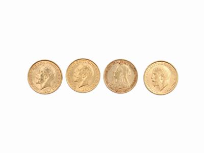 Quattro Monete da una Sterlina in Oro