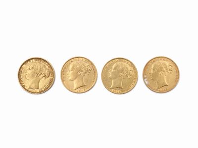 Quattro Monete da una Sterlina in Oro