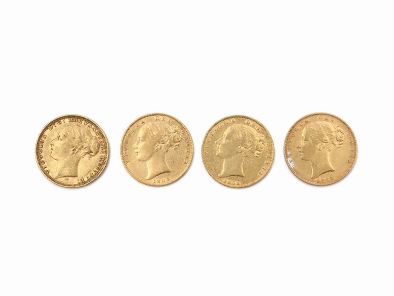 Quattro Monete da una Sterlina in Oro