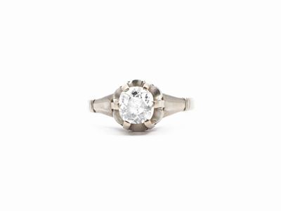 Anello Solitario in Oro Bianco con Diamante
