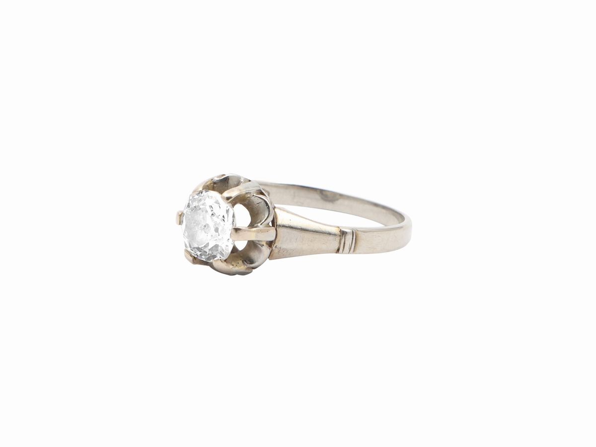 Anello Solitario in Oro Bianco con Diamante