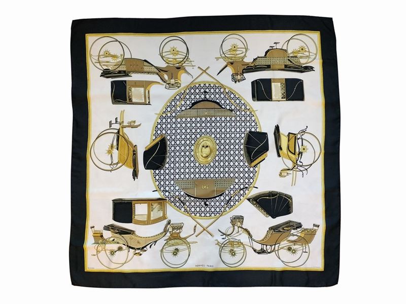 Hermès, "les Voitures À Transformation", Foulard in Seta
