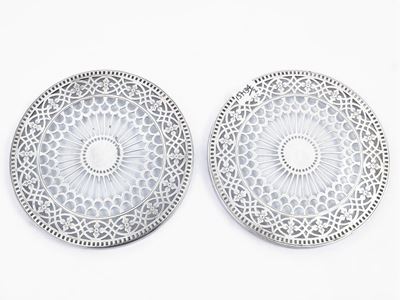 Coppia di Sottobottiglia in Argento Sterling e Cristallo, Tiffany