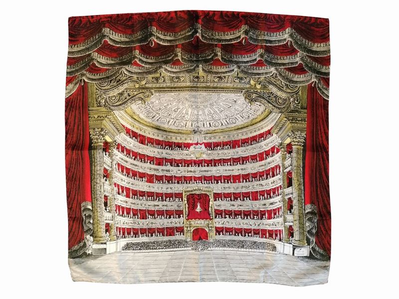 Fornasetti, "interno del Teatro alla Scala", Foulard in Seta