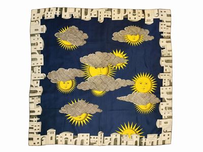 Fornasetti, "sole di Capri", Foulard in Seta