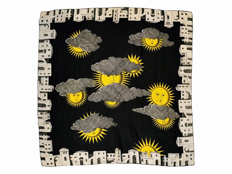 Fornasetti, "sole di Capri", Foulard in Seta