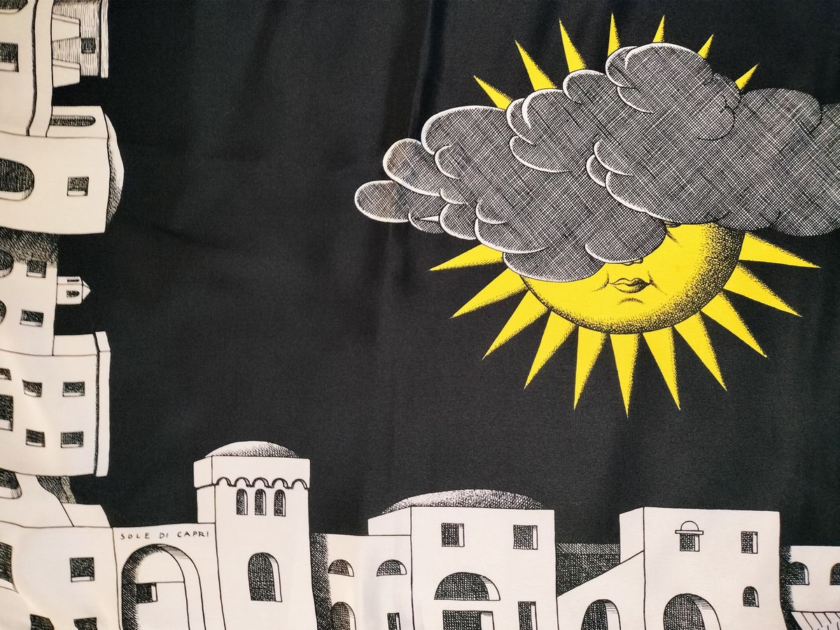Fornasetti, "sole di Capri", Foulard in Seta